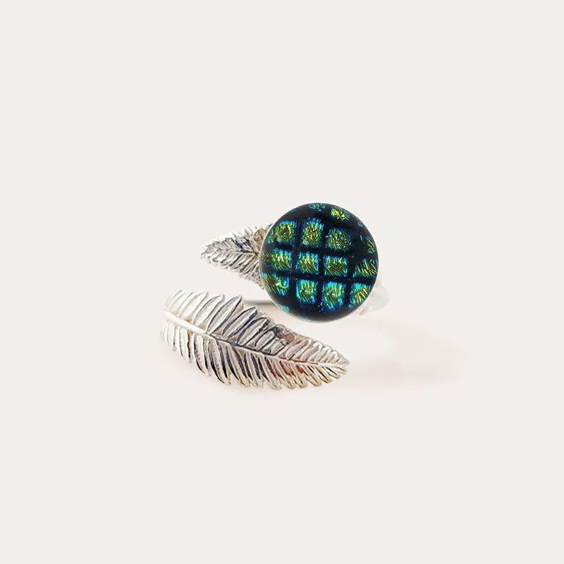 Bague feuille pouce pour femme en argent 925 verte charmella