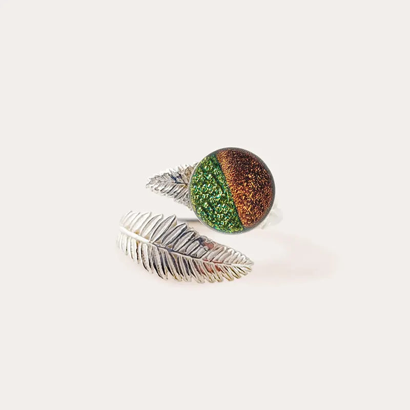 Bague feuille simple en argent 925 marron terriane