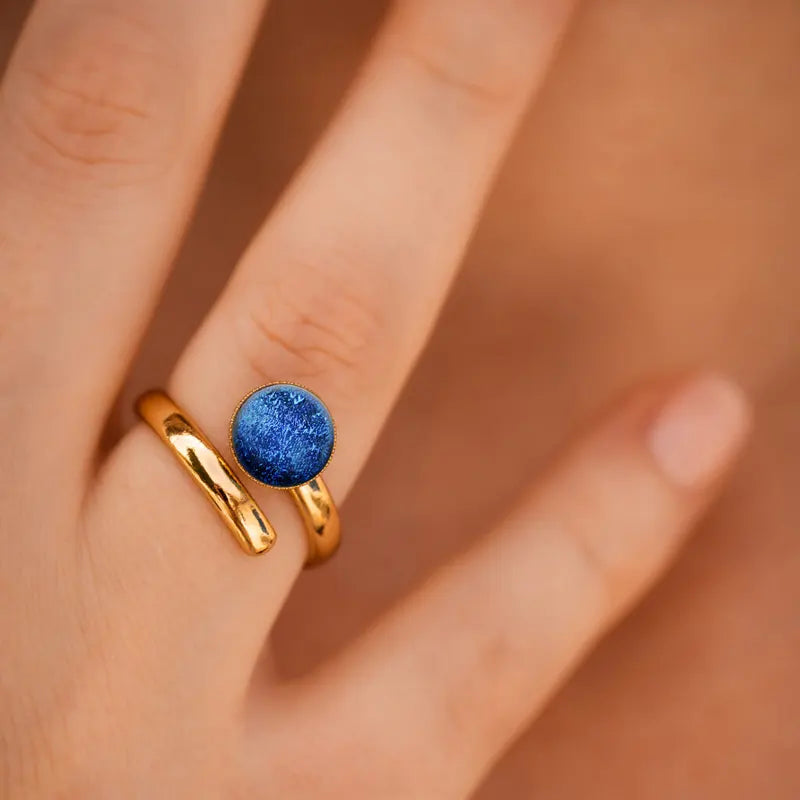 Bague jonc bague jonc dorée bleu lagonia