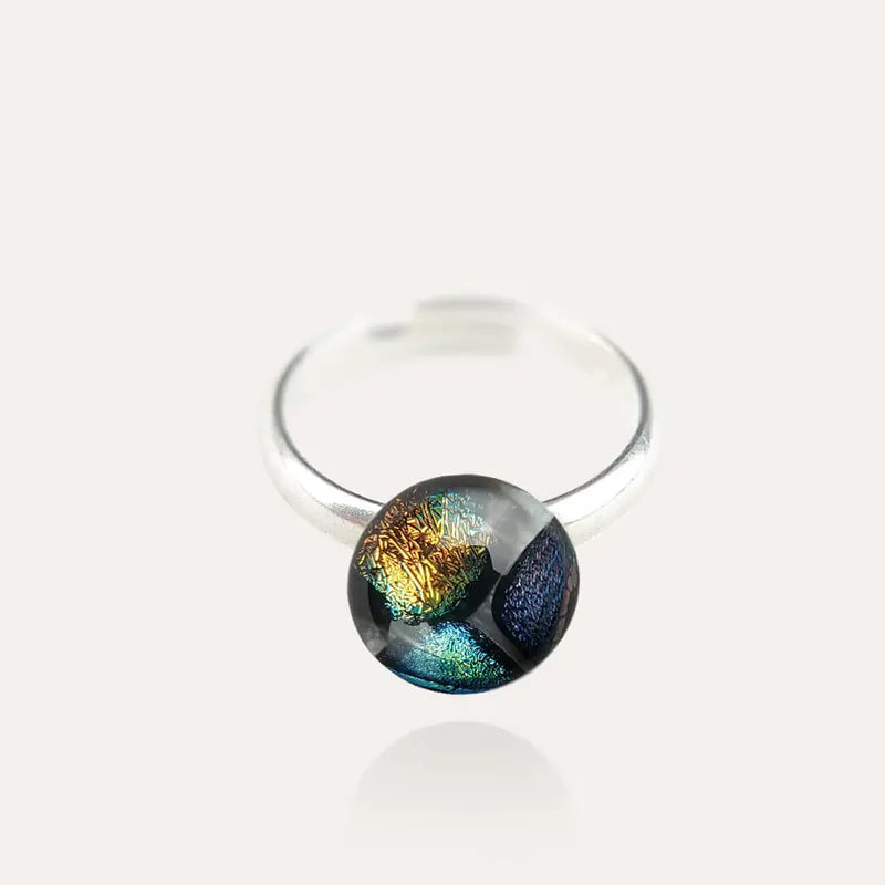 Bague réglable et verre anneau en argent massif multicolore elumina