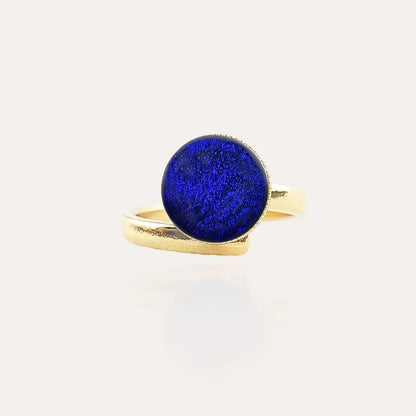 Bague simple réglable anneau en or, bleu nocturnelle