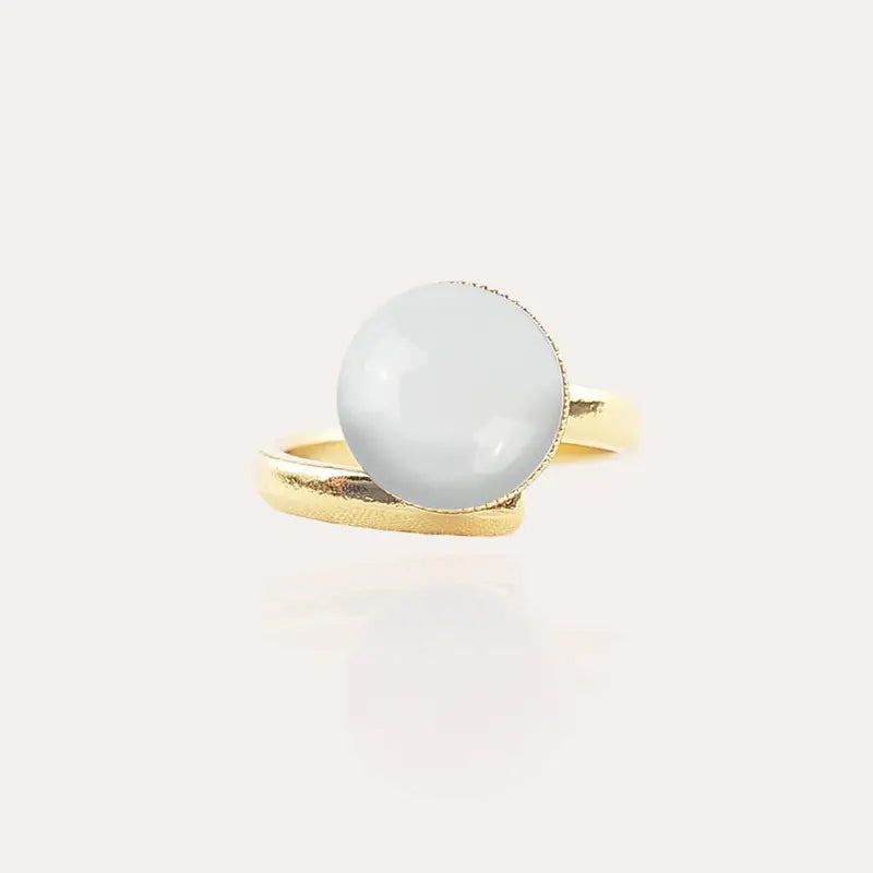 Bague simple réglable doré, blanche lumine