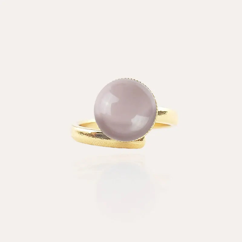 Bague simple réglable jonc en or, rose roselite