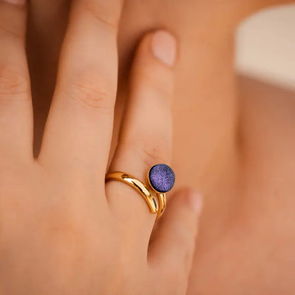 Bague simple réglable pour pouce de femme, or et violette lilalune