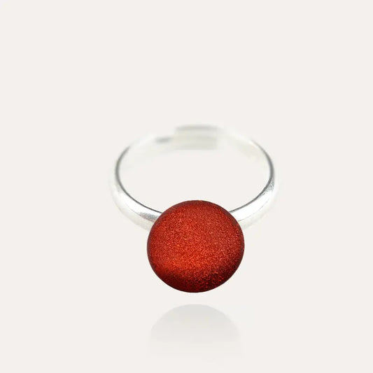 Bague solitaire en argent rouge avec bijoux de Murano véritable flambesia
