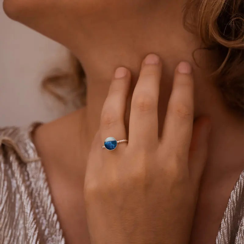 Bague torsadée anneau bleu bleuange