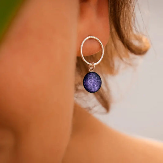Boucles d'oreilles cercle cadeau bijoux femme pas cher argent massif violettes lilalune