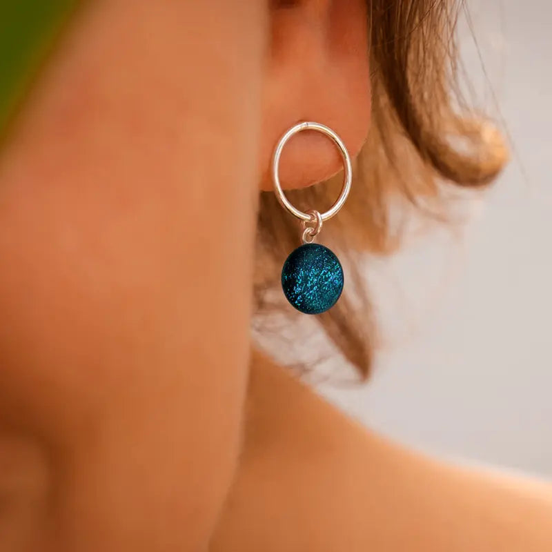 Boucles d'oreilles cercle cadeaux 70 ans inoubliable femme argent 925 bleu laga