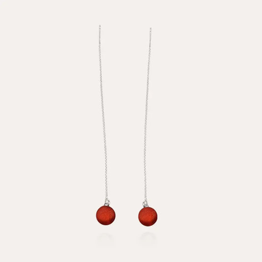Boucles d'oreilles chainette avec chainette en argent 925 rouge flambesia