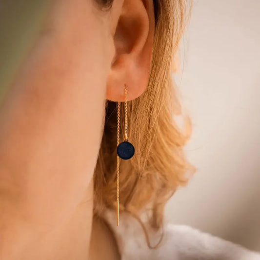 Boucles d'oreilles chainette pendantes en or bleu albarelle