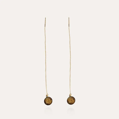 Boucles d'oreilles chaînette 2 trous plaqué or marron orange alara