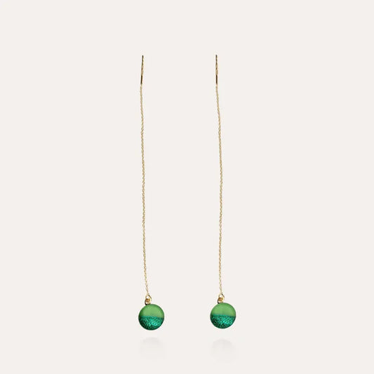 Boucles d'oreilles chainette pendantes en or vertes avantica