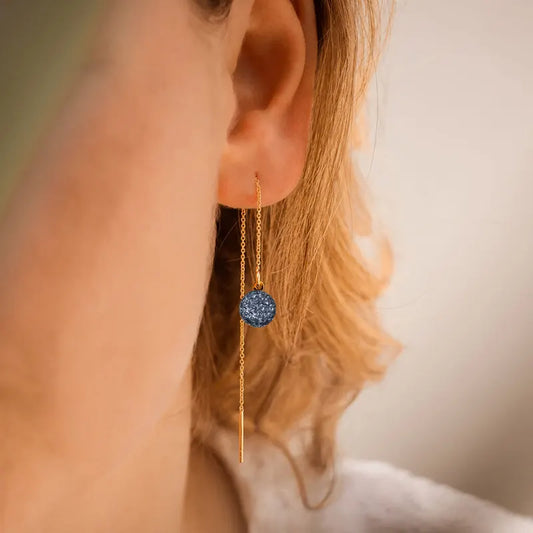 Boucles d'oreilles chainette avec chaîne pour 2 trous dorées chromia