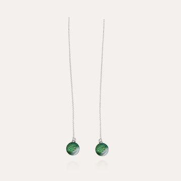 Boucles d'oreilles chainette avec chaîne en argent vertes orneige