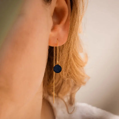 Boucles d'oreilles chaînette ear cuff femme or bleu albarelle