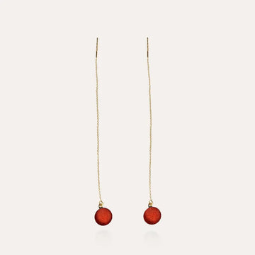 Boucles d'oreilles chainette pour le 2ème trou en plaqué or rouge flambesia