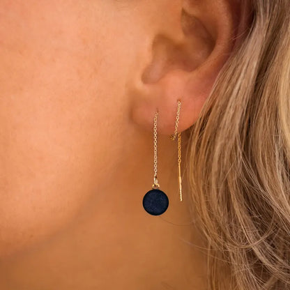 Boucles d'oreilles chaînette fille pendantes dorées bleu albarelle