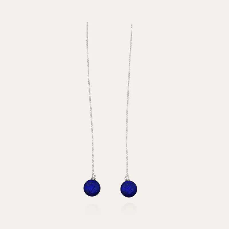Boucles d'oreilles chainette avec chaîne d'oreille en argent massif bleu nocturnelle