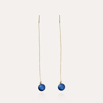 Boucles d'oreilles chainette longues pendantes en or bleu lagonia