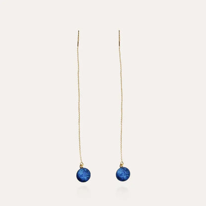 Boucles d'oreilles chainette longues pendantes en or bleu lagonia