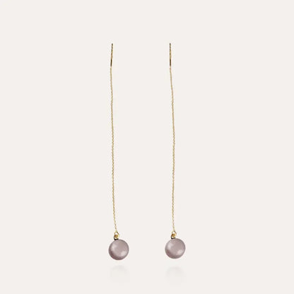 Boucles d'oreilles chaînette pendantes plaqué or rose roselite