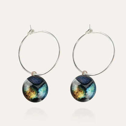 Boucles d'oreilles créoles avec anneau pour femme en argent, multicolore elumina