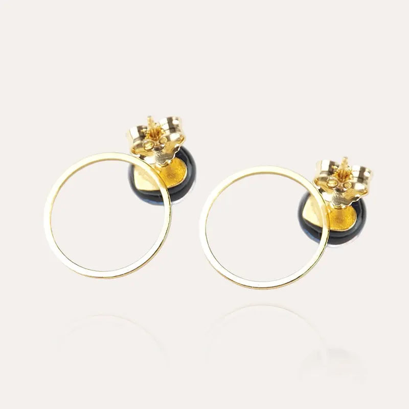 Boucles d'oreilles créoles avec pendentif en or marron terriane