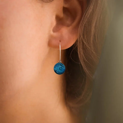 Boucles d'oreilles créoles bijou en argent, bleu azuline