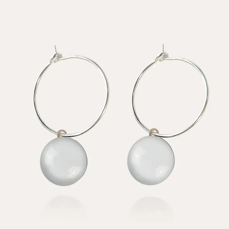 Boucles d'oreilles créoles épaisses en argent 925, blanches lumine