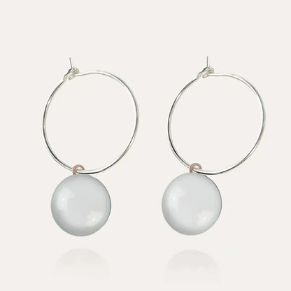 Boucles d'oreilles créoles épaisses en argent 925, blanches lumine