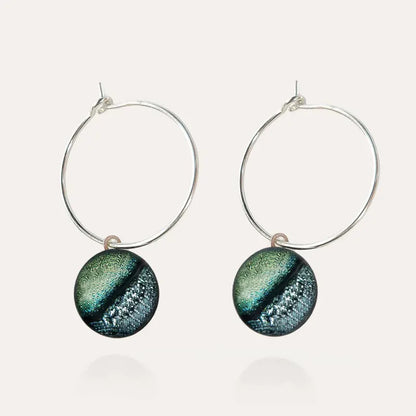 Boucles d'oreilles créoles pour femme en argent 925, vertes oryna