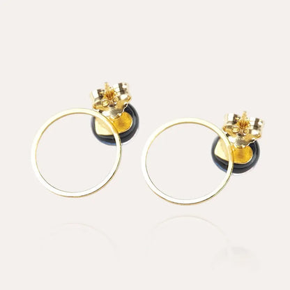 Boucles d'oreilles créoles pendantes en or vertes oryna