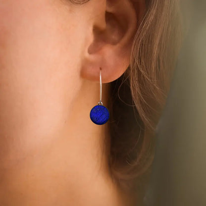 Boucles d'oreilles créoles tombantes en argent 925, bleu nocturnelle