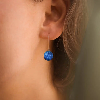 Boucles d'oreilles créoles torsadées en argent massif, bleu lagonia