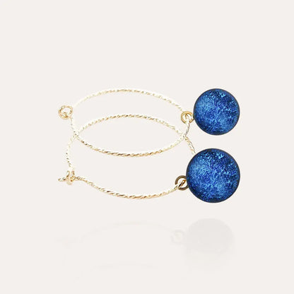 Boucles d'oreilles créoles torsadées pour femme dorées bleu lagonia