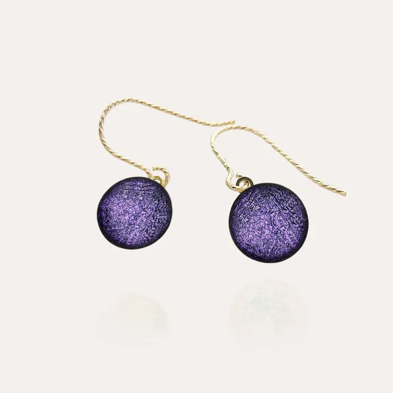 Boucles d'oreilles crochet d'oreilles pendantes en or violettes lilalune