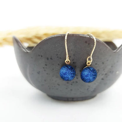 Boucles d'oreilles crochet pendantes fantaisie en or bleu lagonia