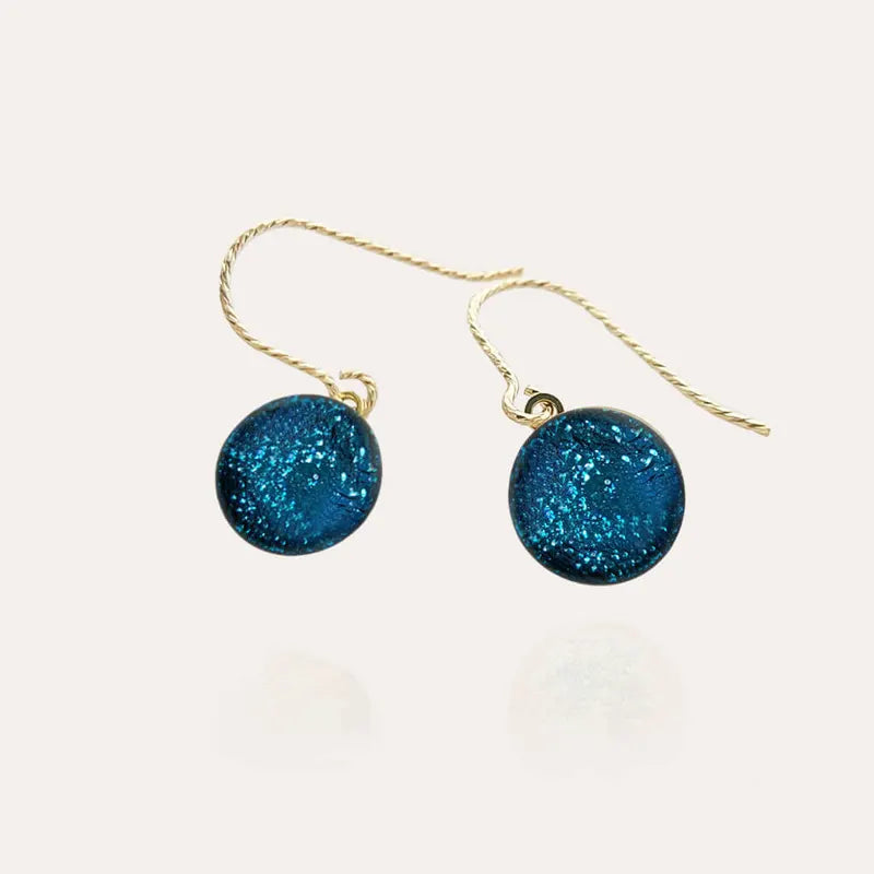 Boucles d'oreilles crochet pendantes bleu azuline