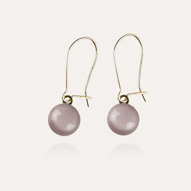 Boucles d'oreilles dormeuses bijoux jeune femme dorées rose roselite