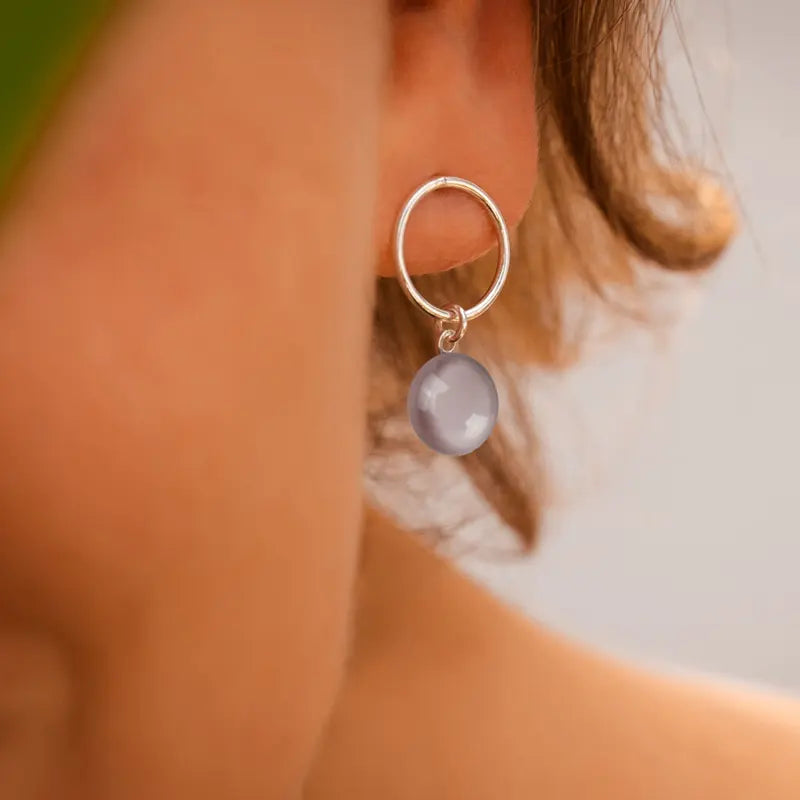Boucles d'oreilles femme en perle de verre, 70 ans en argent 925, rose roselite