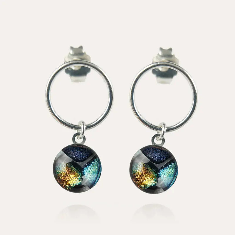Boucles d'oreilles femme en perle de verre, bijouterie en ligne France en argent 925, multicolore elumina