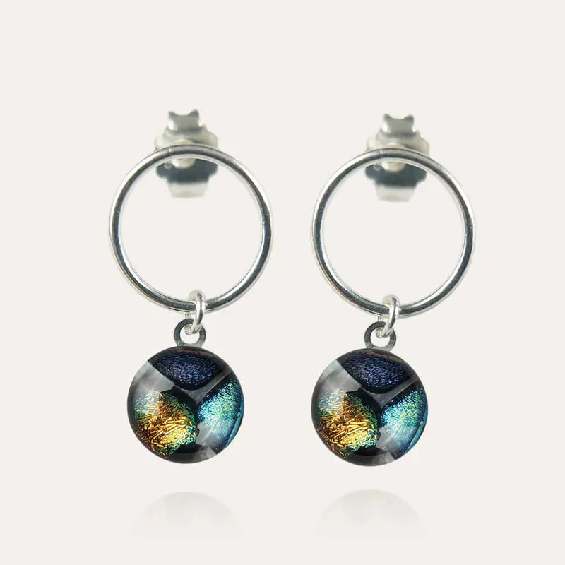 Boucles d'oreilles femme en perle de verre, bijouterie en ligne France en argent 925, multicolore elumina
