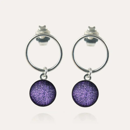 Boucles d'oreilles femme en perle de verre, bijoux en argent massif 925, violettes lilalune
