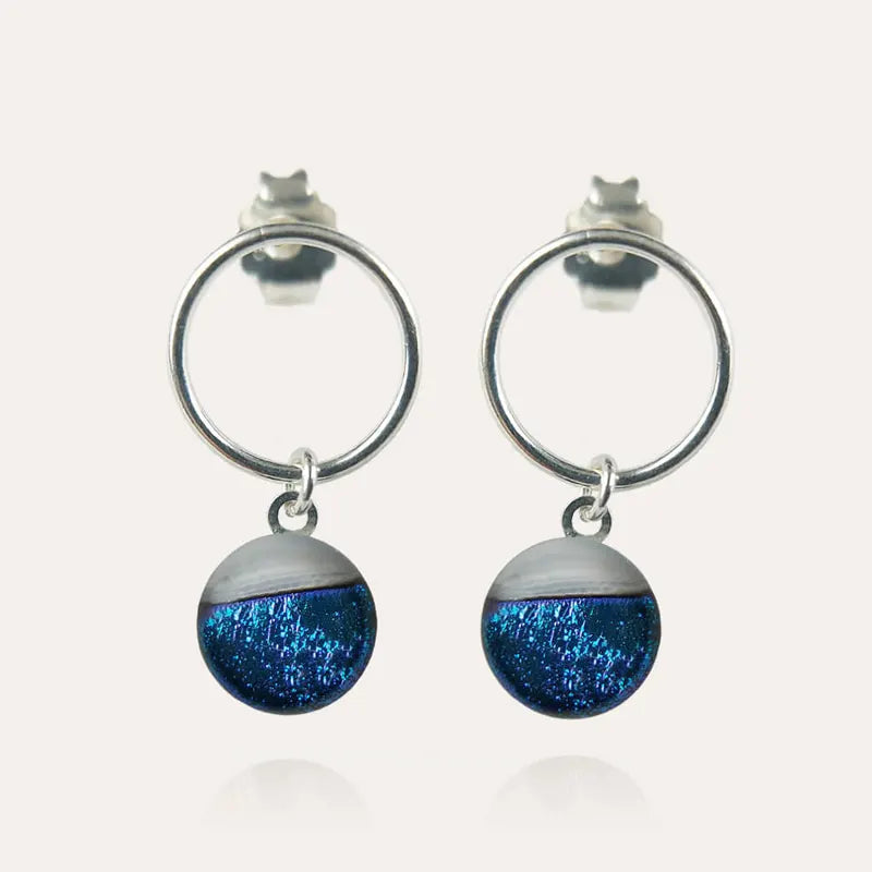 Boucles d'oreilles femme en perle de verre, bijoux pour copine en argent 925, bleu bleuange