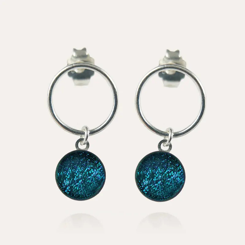 Boucles d'oreilles femme en perle de verre de Murano en argent massif, bleu laga