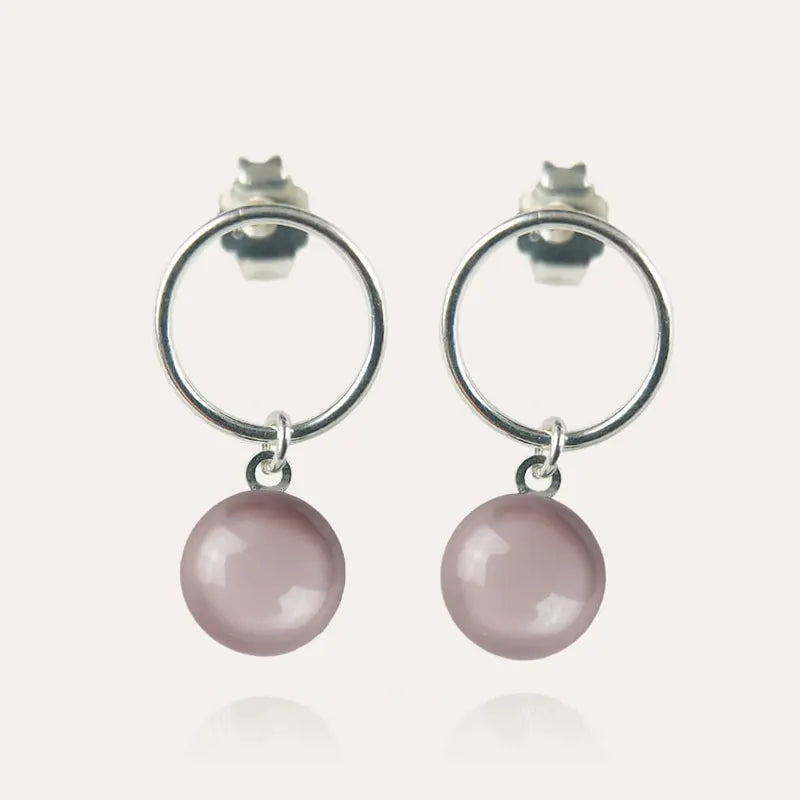 Boucles d'oreilles femme en perle de verre de Murano en argent massif, rose roselite