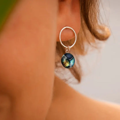 Boucles d'oreilles femme en perle de verre, made in France en argent 925, multicolore elumina
