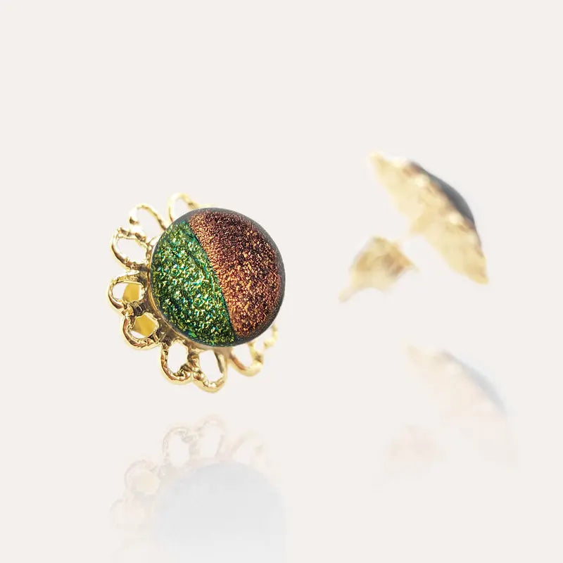 Boucles d'oreilles fleur bijoux Murano soldes en or marron terriane