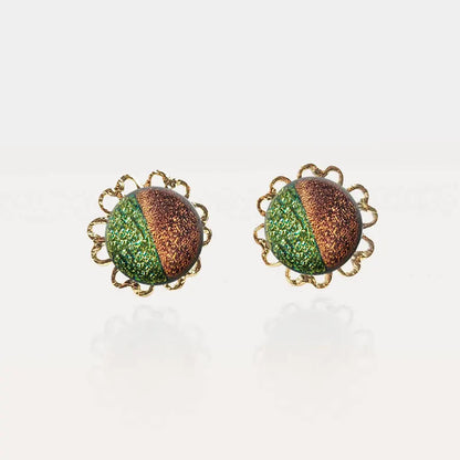 Boucles d'oreilles fleur bijoux made in France en or marron terriane