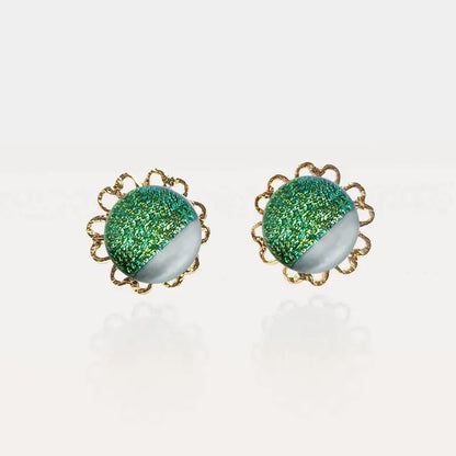 Boucles d'oreilles fleur idée cadeau bijoux pour femme en or vertes orneige